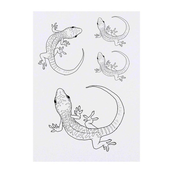 4 x 'Day Gecko' Temporary Tattoos - Water Resistant, Skin-Safe,