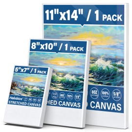 Stretched Canvases for Painting with Multi Pack 11x14 Inch, 5x7 Inch, 8x10, Painting Canvas for Acrylics,Oils & Other Painting Media, 5/8 Inch Profile 100% Cotton Artist Framed Canvas(3 Packs)