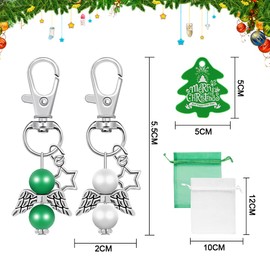 RANJIMA Guardian Angel Party Favours, Pack of 24 Pentagram Angel Pendants + Organza Bag + Kraft Paper Gift Tag, Guardian Angel Pendant for Easter, Wedding, Guest Gifts, Christening, Communion (Green)