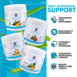Yes You Can! Aloe Vera Powder Drink Mix - Hydration Booster Infused with Pure Organic Aloe Vera Extract - Delicious Flavors - Made in USA - Antioxidant Rich - Vatiety Flavor - 40 Servings Per Canister (4 Pack)
