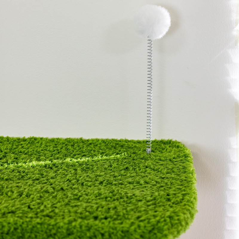 Wall Mounted Cat Tree with Green Plush, 4 Rotating Platforms