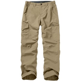 Mens Hiking Pants Quick Dry UPF 50 Travel Fishing Safari Cargo Pants Boy Scout Pants#6855,Khaki,38