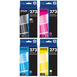 Genuine Epson 273 Color (Photo Black/Cyan/Magenta/Yellow) Ink Cartridge 4-Pack (Includes 1 each of T273120, T273220,T273320,T273