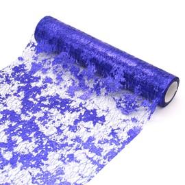 HEMEIREN Paper Table Runner, 29CM x 10M, Foil Table Runner Roll, Sparkling Tulle, Double-Sided Metallic, Festival Gift Floral DIY Wrapping Paper Birthday Party Wedding Table Decoration, Royal Blue