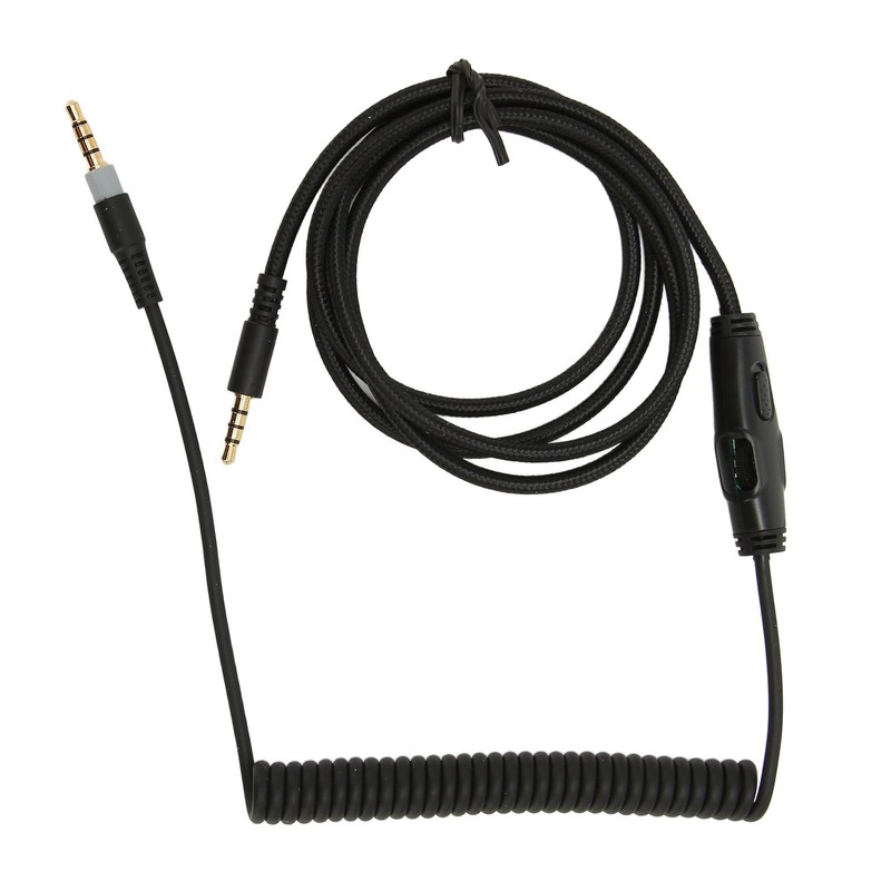 Coiled Headphone Cable Replacement Headset Sound Cord with Volume Key