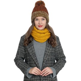DonDon Loop Schal Damen Winter Schlauchschal Winterschal Wollschal warm und weich gelb