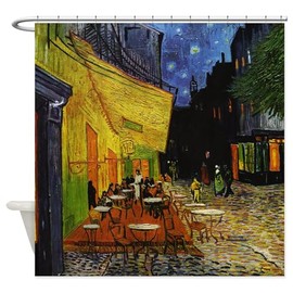 CafePress Van Gogh Cafe Terrace at Night Decorative Fabric Shower Curtain