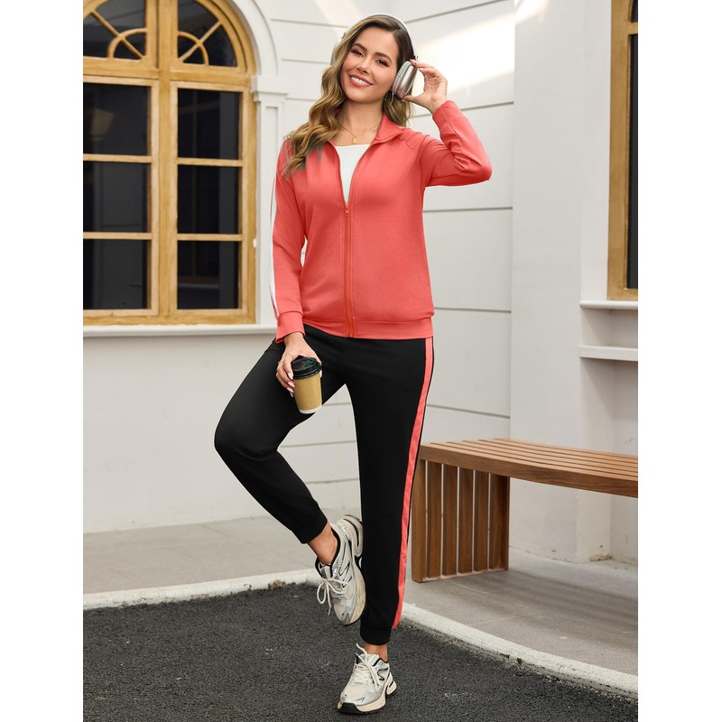 Demegimi Streatwear Tracksuits Women's Lightweight Sports Suit Leisure Suit, pink,