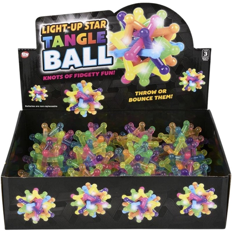 Rhode Island Novelty 3" Light-Up Star Tangle Ball 12 Pack