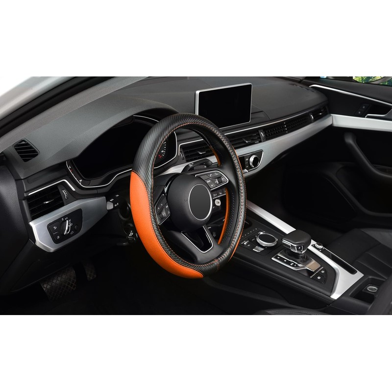 LABBYWAY Microfiber Leather Auto Car Steering Wheel Cover, Universal Fit