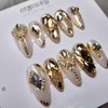 [Premium Nail] Gold Stone Handmade Nail Tips - Short Coffin