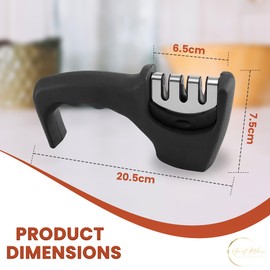 Ucraft Kitchen Knife Sharpener – 3-Stage Handheld Kitchen Knife Sharpeners – Knives Sharpener with Ceramic Rod, Tungsten Steel, Diamond Rod – Sharpening Stone for Knives, Scissors, Repair, and Polish