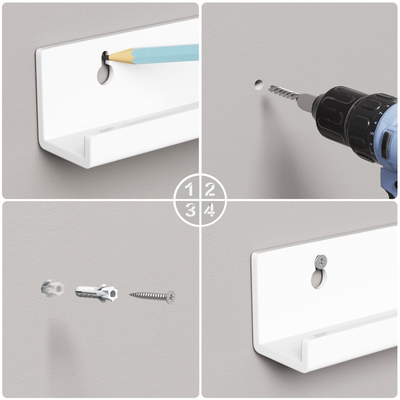 AITEE Vinyl Record Shelf Wall Mount: 6 Pack Acrylic White