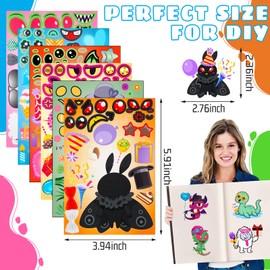 24 Sheet Make a Face Cryptid Sticker Bigfoot Mothman Party Favor Nessie Gifts 12 Cryptid Window Clings Creature Make Your Own Sticker DIY Craft Back to School Gifts for Student Teacher Classroom