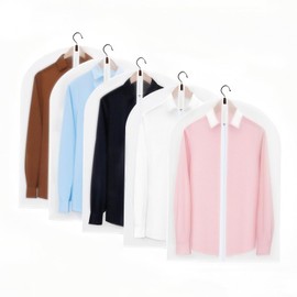 HoneyHolly Garment Bag, Dustproof, Washable Garment Protection Cover, PEVA Translucent, Mothproof Garment Bags with Zip, Breathable Garment Cover for Shirts, Jackets, Pack of 6 (60 x 80 cm)
