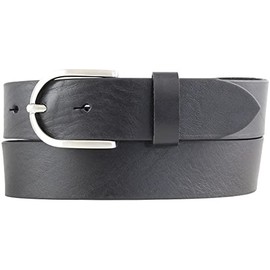 BELTINGER Women's belt made of full cowhide leather, 3.5 cm, jeans belt for women, 35 mm, chino belt with round belt buckle, black, silver