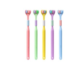 1pcs Random Color Three-Sided Soft Hair Toothbrush,Toothbrush Medium,Effective Wrap-Around Design,Deeply and Thoroughly To Clean Teeth and Gums,Manual Toothbrushes Suitable for Adults And Children