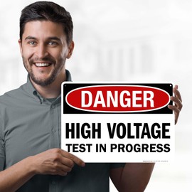 Danger High Voltage Testing In Progress Sign, 10x14 Inches, Rust Free .040 Aluminum, Fade Resistant, Made in USA by My Sign Center