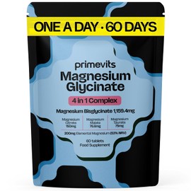 Magnesium Glycinate 4-in-1 Complex | 200mg Elemental Magnesium | Bisglycinate, Citrate, Malate & Taurate | No Oxide | One-a-Day | 60 Tablets