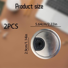 Thyonta 2 PCS Desk Cable Grommets 54mm Computer Grommet Computer Desk Cable Hole Cover for Home and Office 2-3/8 Inch Brushed (Silver)