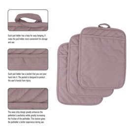 Anyi Pot Holders for Kitchen Heat Resistant, Cotton Hot Pads for Kitchen Counter Table, Grey Kitchen Pot Holders with Pocket Pack of 3
