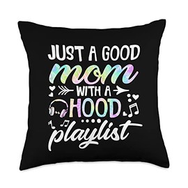 Ph Tie Dye Just a Good Mom with a Hood Playlist Throw Pillow