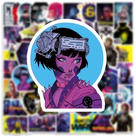 Futuristic Cyberpunk Sticker Pack (100PCS) Trendy Vinyl Decals for Computers, Laptops, Skateboards, and More | Cool Cyber Designs for Teens and Adults