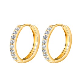 MOOFUN Earrings 925 Silver Hoop Earrings Small 10 mm Earring Women's Earrings with Mini Zircon Earrings Huggie Earrings for Mum Girlfriend Teenager Girls Sister Women Gift Birthday Gift, Sterling