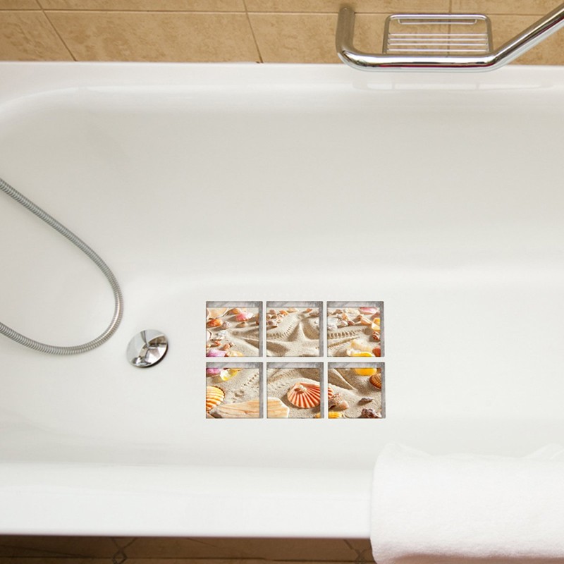 Yardwe Pack of 6 Non-Slip Stickers Beach Pattern Bathroom Pedal