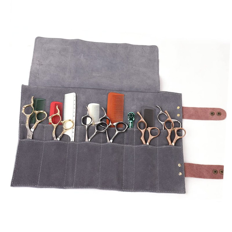 Healvian Slot Professional Hairdressing Scissor Pouch Durable Leather Barber Tool