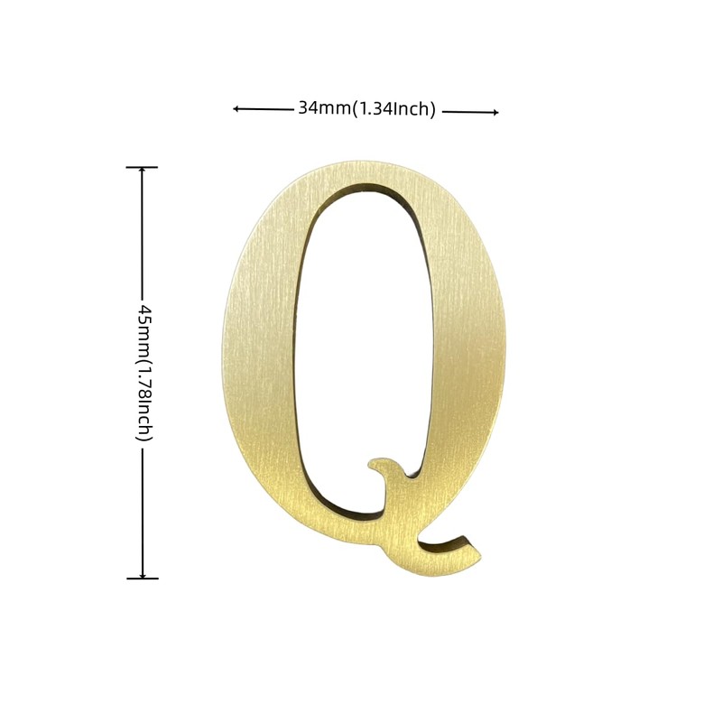 1.77 Inch Height Self Adhesive Solid Brass English Letters 4.5CM