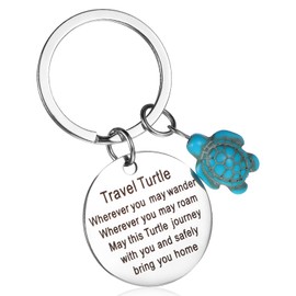 AOZUO Encouragement Keyring, Turtle Lucky Charm Gifts Keyring, Travel Turtle Keychain, Poetry Keyring for Handbags, Accessories, Backpack Gifts, silver
