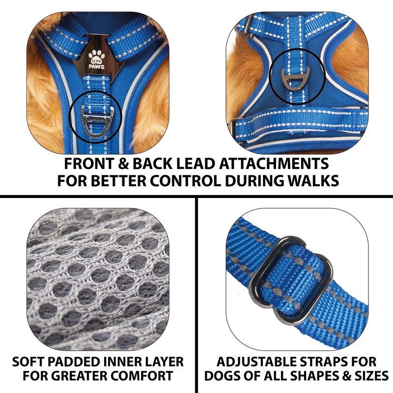 Elite Paws® UK: Premium Metal Buckle Dog Harness, Strong, Safe,