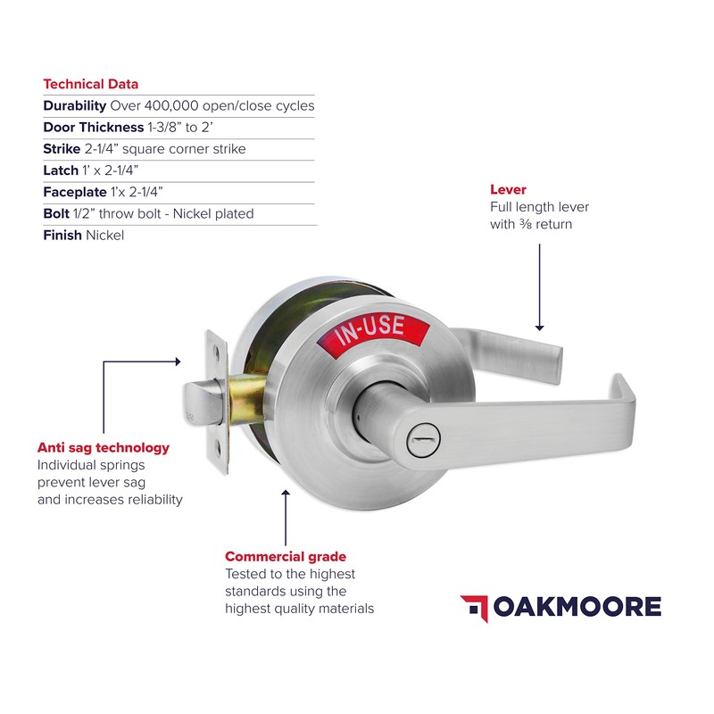 OAKMOORE Commercial Door Handle | Vacant Occupied & Commercial Restroom