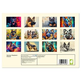 German Shepherd - Artwork (Monthly Wall Calendar 2026 16.5" x 23.4" (open)), CALVENDO 14 Month Calendar