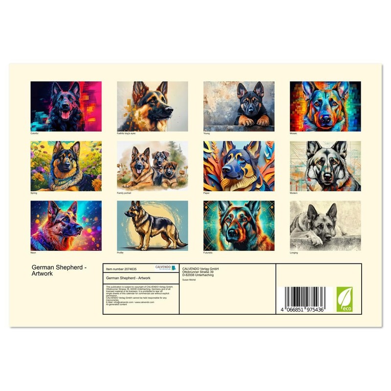 German Shepherd - Artwork (Monthly Wall Calendar 2026 16.5" x