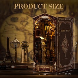 DIY Book Nook Kit - Bookend Diorama with LED - 3D Wooden Puzzle DIY Miniature House Kits - Bookshelf Insert Decor - Booknook Dollhouse Crafts Hobbies Gifts for Adults (Magic World)