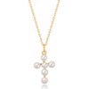 Wicary Pearl Cross Necklace for Women Sterling Silver Freshwater Pearl