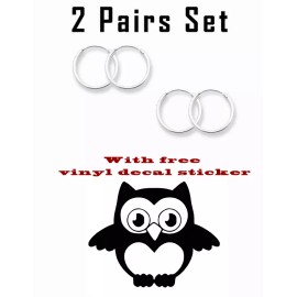 Unbranded 2 Pairs Set Super Small Mini Hoop Earrings Sterling Silver 925 USA Seller 12mm
