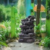 Biling 5-Tier Cascading Rock Outdoor Water Fountain with LED Lights
