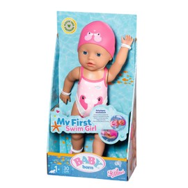 Baby Born - Zapf Creation 835302 My First Swim Girl 30cm-Badepuppe, bewegliche Arme Beine, schwimmt durchs Wasser, Wasserdicht und ohne Batterien verwendbar