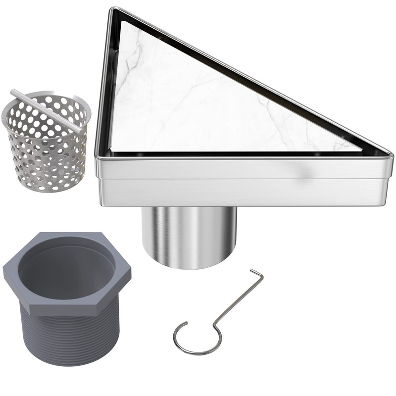 Hydroware Triangle Shower Drain - Stainless Steel Triangular Shape Shower