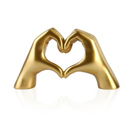 AWAIOY Small Heart Hands Sculpture, Gold Home Decor Modern Style for Living Room Bedroom Bookshelf Office Coffee Table, Love Finger Statue, Memorial Gift for Families Friends