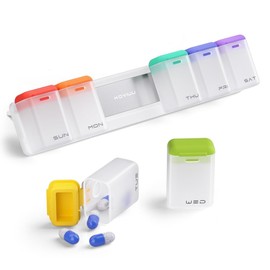 ZENWORYS Weekly Pill Organizer Magnetic Weekly Pill Organizer 1 Times A Day for Supplement Vitamin Pill Holder Container for Vitamin