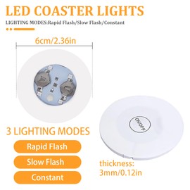 AUSTUFF LED Coaster, 25 Pcs Light Up Coasters for Drinks, RGB LED Liquor Bottle Lights Stickers Coasters, Flash Light Up Bar Coaster for Club, Bar, Party, Wedding Decor (25 Pcs Warm White)