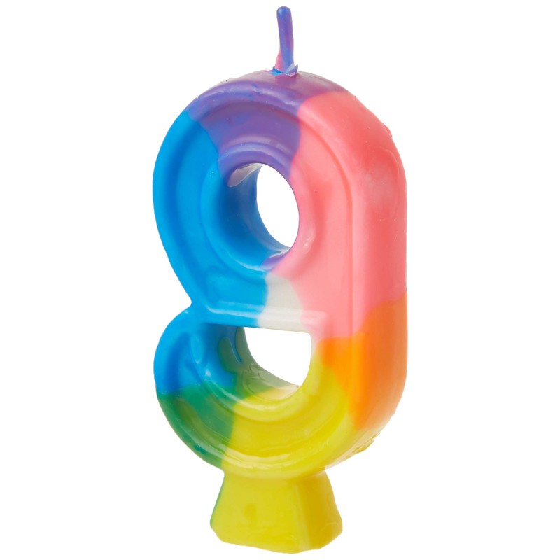 Rainbow Number 9 Birthday Candle, 1 Ct.