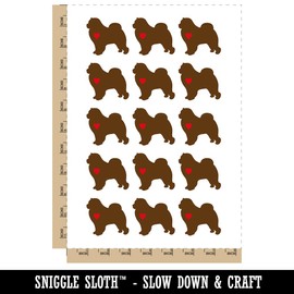 Chow Chow Dog with Heart Temporary Tattoo Water Resistant Fake Body Art Set Collection - 15 2" Tattoos (1 Sheet)