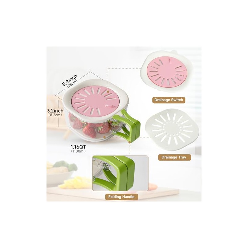 Multifunctional Fruit and Vegetable Washing Bowl with Strainer