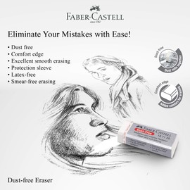 Faber-Castell Dust-free White Eraser (Box of 20) - Soft Erasing, Comfort Edge, Latex Free, Ideal for Black Lead Erasers for School, Office and Home