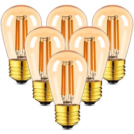 Grensk E26 LED Amber Warm Light Bulbs, S14 4.8W Edison Low Watt Vintage Light Bulbs Equivalent to 40W 60W Incandescent, 2700K Warm White Filament Retro Bulbs,Non-Dimmable,110V,6pcs